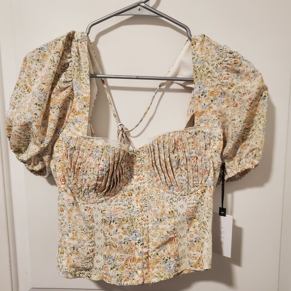 NWT FREE PEOPLE | REVOLVE | ASTR Medium Paola Bustier Crop Top Ditsy Floral - Picture 3 of 4